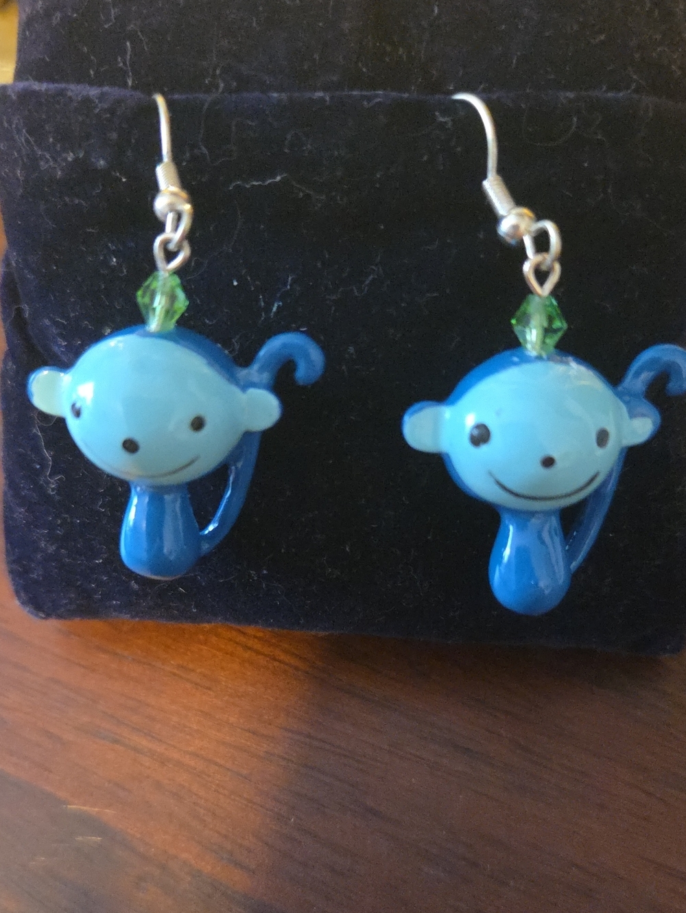 Adorable Playful Blue Monkey Drop Earrings -